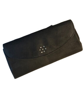 Black velvet clutch evening bag rhinestones